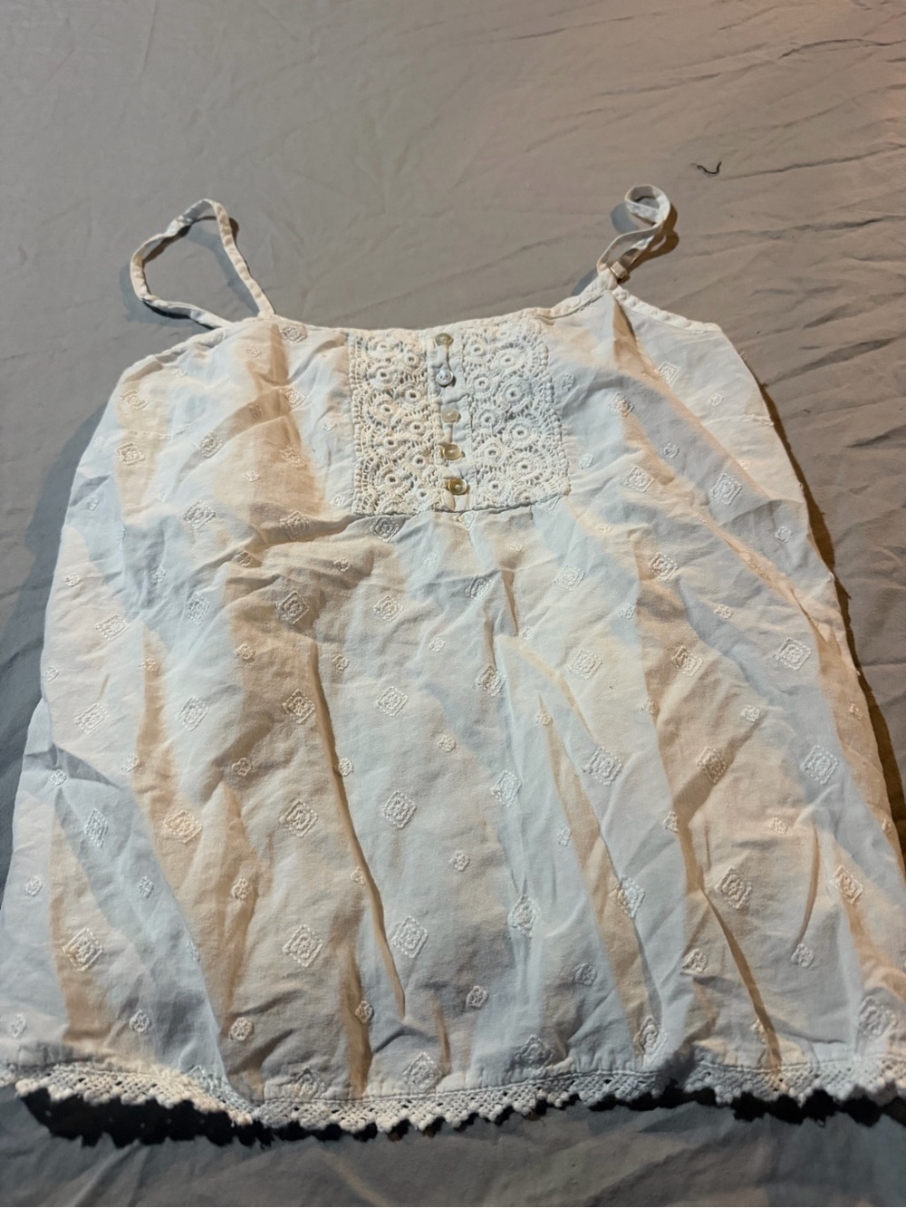 Artisan Ny Cream Lace-Trim Embroidered Camisole